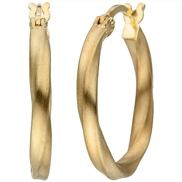 SIGO Creolen gedreht 925 Sterling Silber gold vergoldet matt Ohrringe günstig online kaufen
