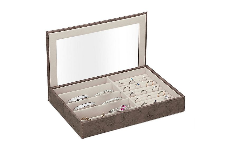 relaxdays Schmuckkasten Schmuckkästchen mit Sichtfenster, braun günstig online kaufen