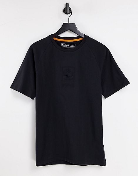 Timberland – Stack – T-Shirt aus schwerem Material in Schwarz mit Logo günstig online kaufen