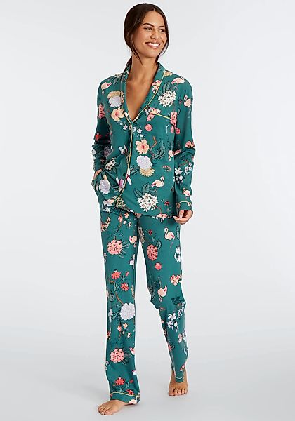 LASCANA Pyjama Set, 2 tlg. mit elegantem Blumenmuster günstig online kaufen