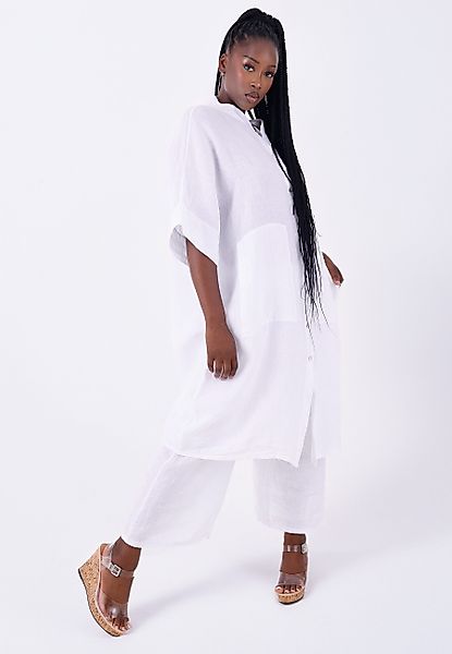 YC Fashion & Style Hemdblusenkleid Leinen-Blusenkleid günstig online kaufen