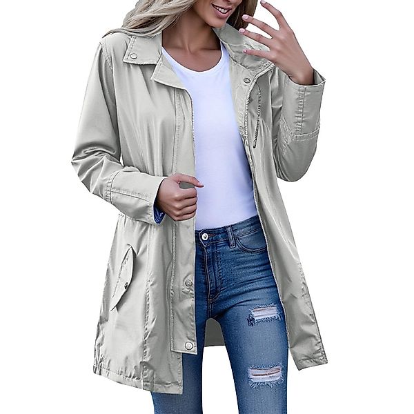 RWEUOQ Regenmantel Damen-Windjacke mit Streifenfutter und günstig online kaufen