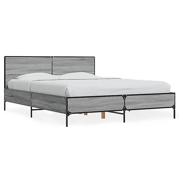vidaXL Bettgestell Grau Sonoma 135x190 cm Holzwerkstoff und Metall2007416 günstig online kaufen
