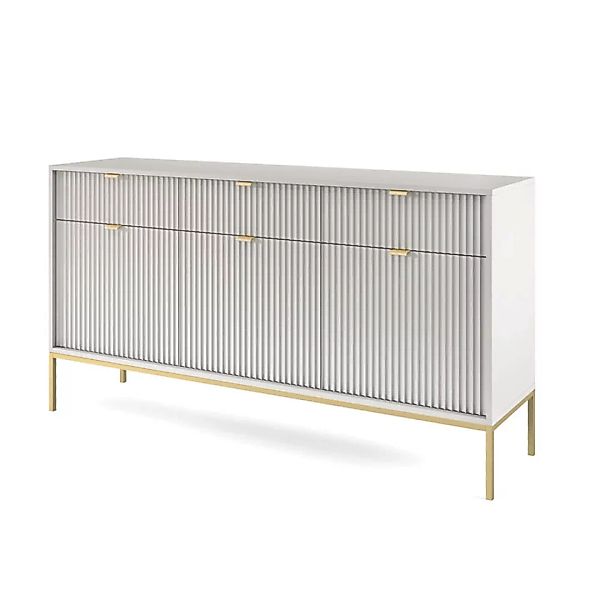 Sideboard 154cm breit, grau, Fußgestell goldfarben NEWCASTLE-160 günstig online kaufen