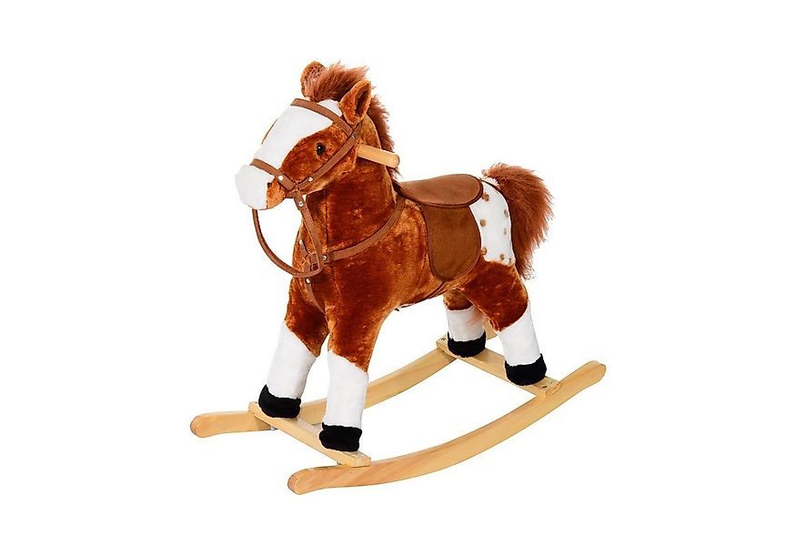 HOMCOM Schaukeltier Kinder Schaukelpferd Schaukelspielzeug Wiehern Braun, ( günstig online kaufen