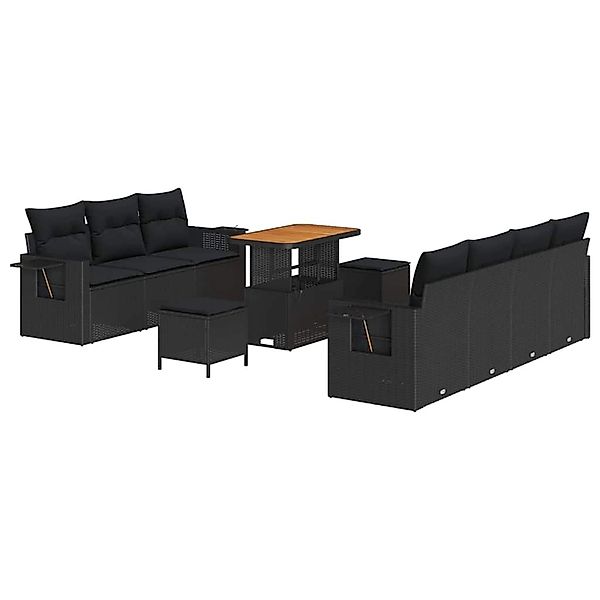 vidaXL Garten-Sofa-Set 10-Tlg Schwarz Poly Rattan 3361709 günstig online kaufen