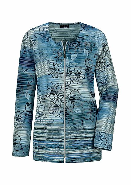 GOLDNER Kurzjacke "Kurzgröße Jerseyjacke mit floralem Streifenmuster" stret günstig online kaufen