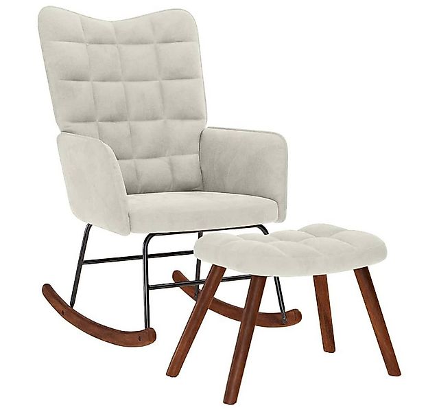 vidaXL Schaukelstuhl Schaukelstuhl mit Hocker Creme Samt (1 St) günstig online kaufen
