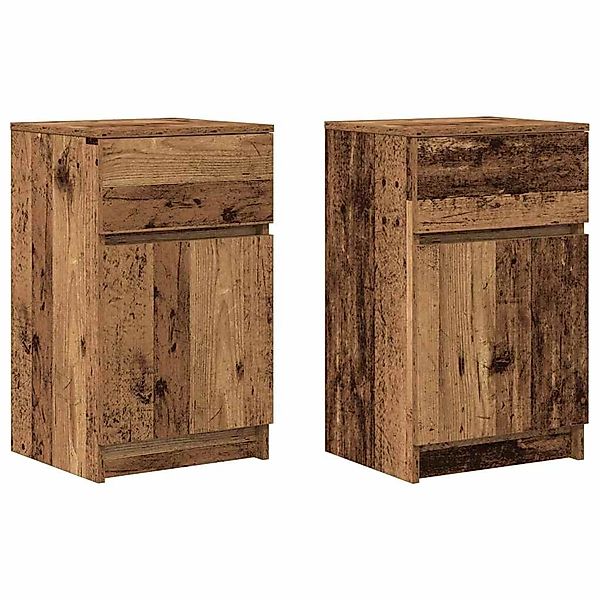 vidaXL Nachttische 2 Stk, Altholz-Optik 39x35x65 cm Holzwerkstoff 861334 günstig online kaufen