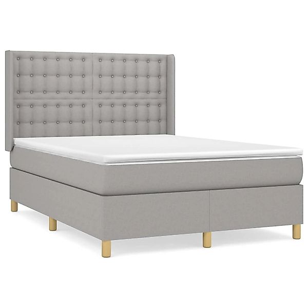 vidaXL Boxspringbett mit Matratze Hellgrau 140x200 cm Stoff1378361 günstig online kaufen