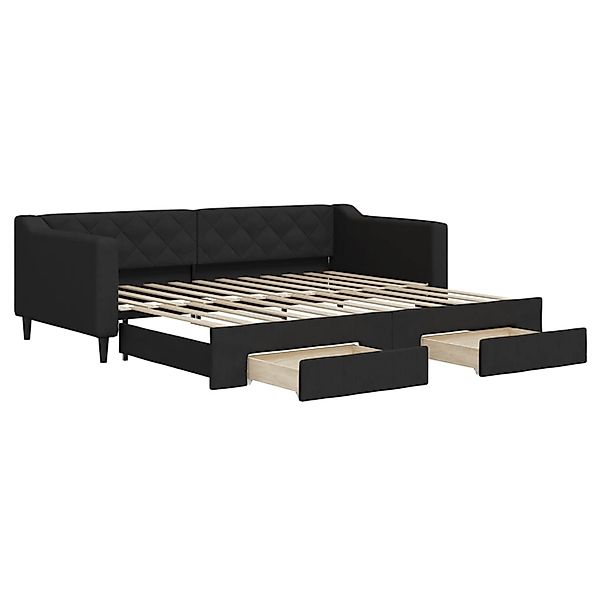 vidaXL Gästebett Gästebett Tagesbett Ausziehbar mit Schubladen Schwarz 90x2 günstig online kaufen