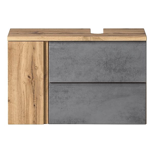 Held Möbel Unterbeckenschrank Ancona 85cm Betongrau-Wotaneiche Ausschnitt r günstig online kaufen
