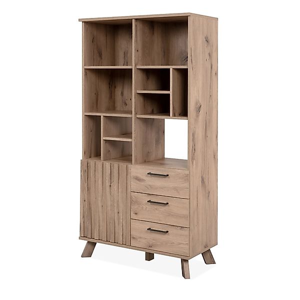 Furn.Design Highboard Eiche 85 x 160 cm 3D Relief 12 Fächer Push-to-Open Do günstig online kaufen