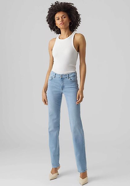 Vero Moda Damen Jeans VMDAF Straight Fit Blau - Medium Blue Denim günstig online kaufen