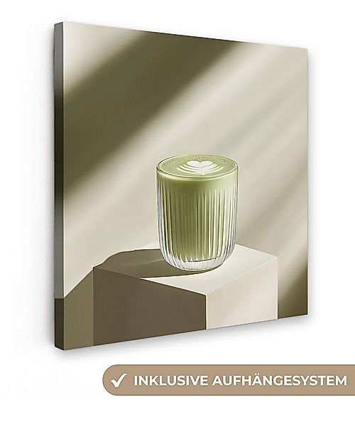 OneMillionCanvasses® Leinwandbild Matcha - Glas - Grün - Minimalistisch, Fo günstig online kaufen