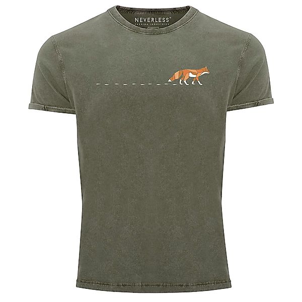Neverless Print-Shirt Herren T-Shirt Vintage Fuchs günstig online kaufen