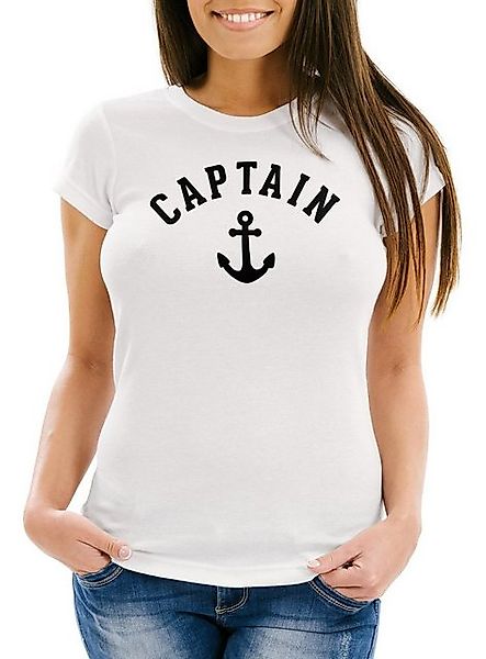 Neverless Print-Shirt Damen T-Shirt Captain Anker Anchor Slim Fit Neverless günstig online kaufen
