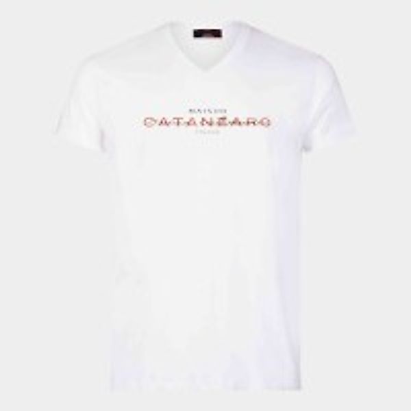 Weißes T-Shirt mit Schriftzug günstig online kaufen