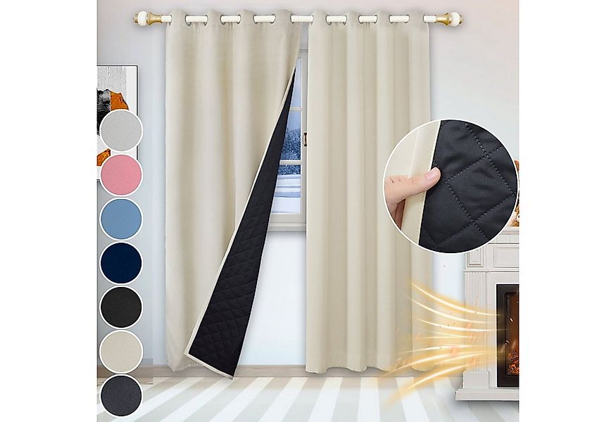 Sunicol Gardine Blickdicht Thermovorhang mit Ösen, Verdunklungsvorhänge Käl günstig online kaufen