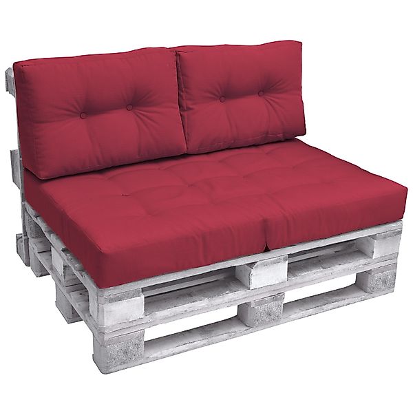 Beautissu ECO Elements Palettenkissen Sitz + Rücken Rot 2tlg günstig online kaufen
