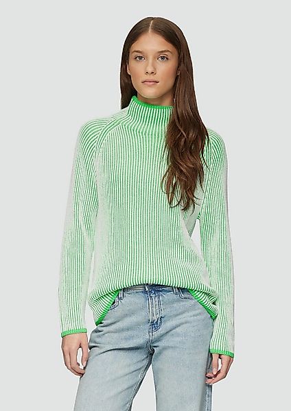 s.Oliver Longpullover Strickpullover Zweifarbiger Strickpullover mit Stehkr günstig online kaufen