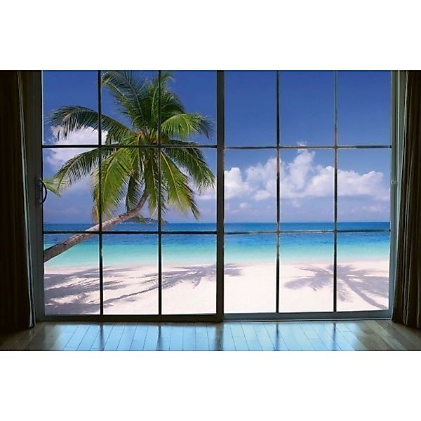 Fototapete BEACH WINDOW VIEW  | MS-5-0203 | Blau | Digitaldruck auf Vliestr günstig online kaufen