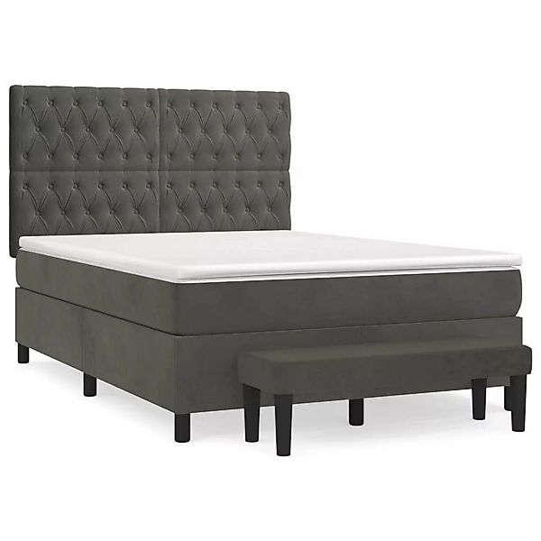 vidaXL Boxspringbett mit Matratze Dunkelgrau 140x200 cm Samt1469805 günstig online kaufen