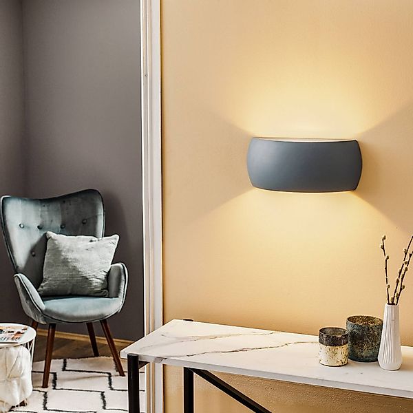 Wandlampe Bow up/down Keramik grau Breite 32 cm günstig online kaufen