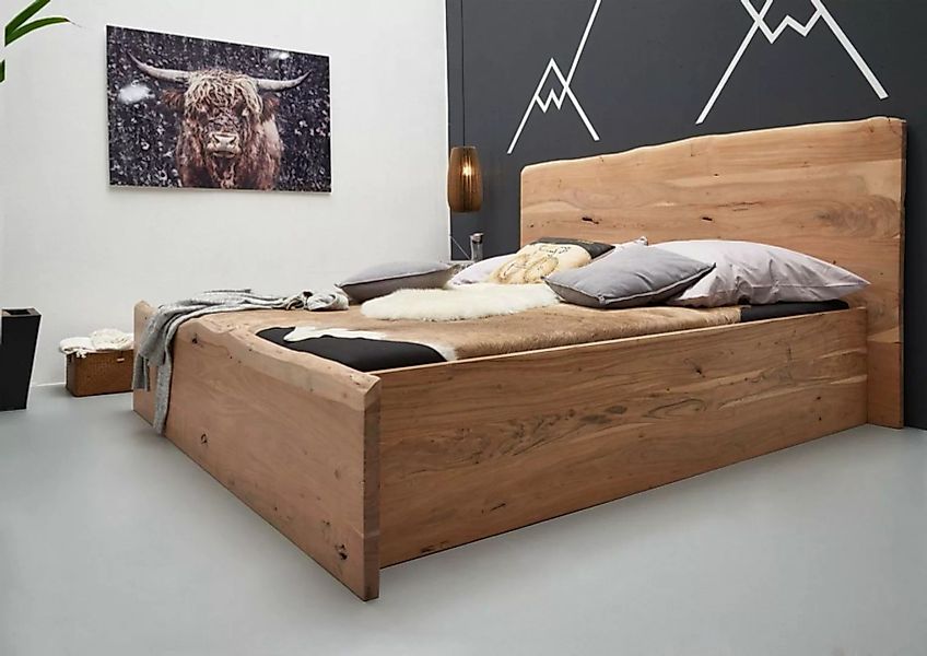 Massivmoebel24 Massivholzbett Bett Akazie 180x200x105 natur lackiert PURE A günstig online kaufen
