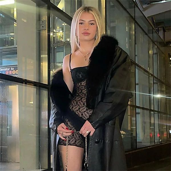 RUZU UG Maxikleid Kleid durchsichtiger Schlitz A-Linie Rock sexy Hottie Str günstig online kaufen