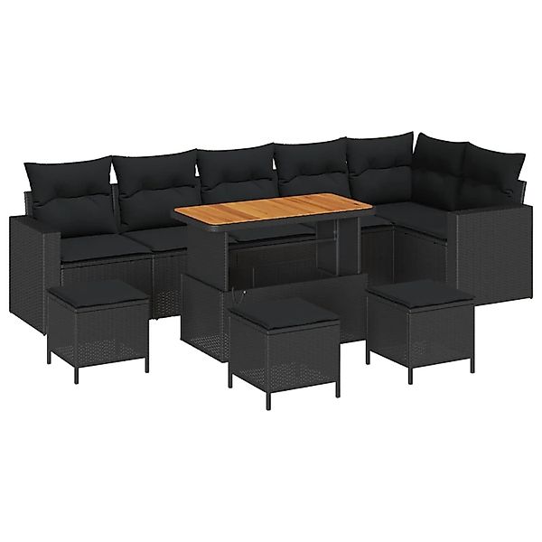 vidaXL Gartensofa-Set mit Kissen 12 Stk Schwarz Poly-Rattan 3363589 günstig online kaufen