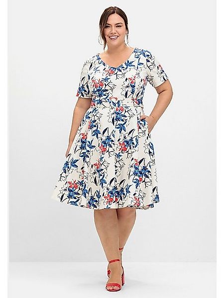 Sheego Abendkleid Große Größen mit Blumenprint und Stoffgürtel günstig online kaufen