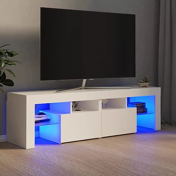 Tv-schrank Mit Led-leuchten Weiß 140x35x40 Cm günstig online kaufen