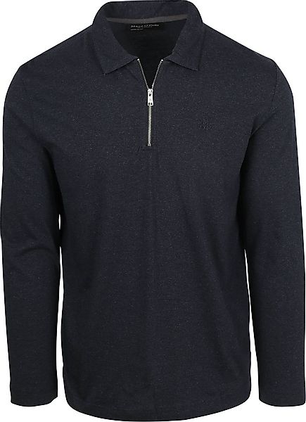 Marc O'Polo Longsleeve Half-Zip Polo Navy - Größe M günstig online kaufen