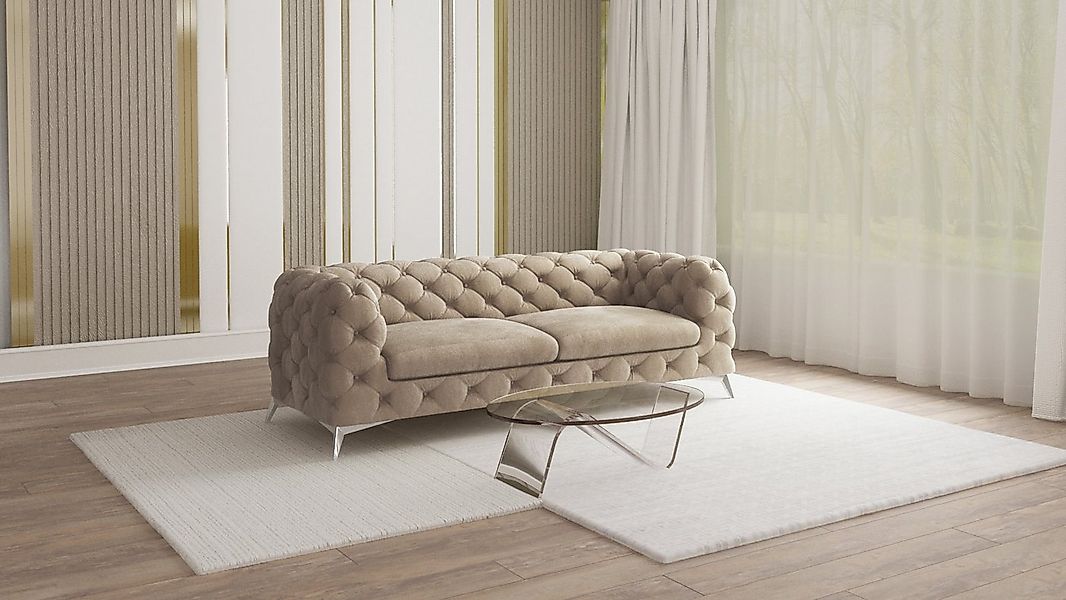 S-Style Möbel Sofa Chesterfield Sofa 3-Sitzer Kalina mit Silber Metall Füße günstig online kaufen