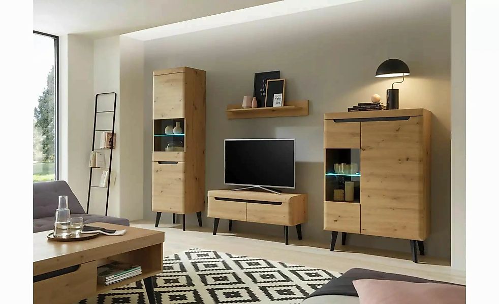 Wohnwand   ¦ holzfarben ¦ Maße (cm): B: 290 H: 197 T: 40.0 Kommoden & Sideb günstig online kaufen