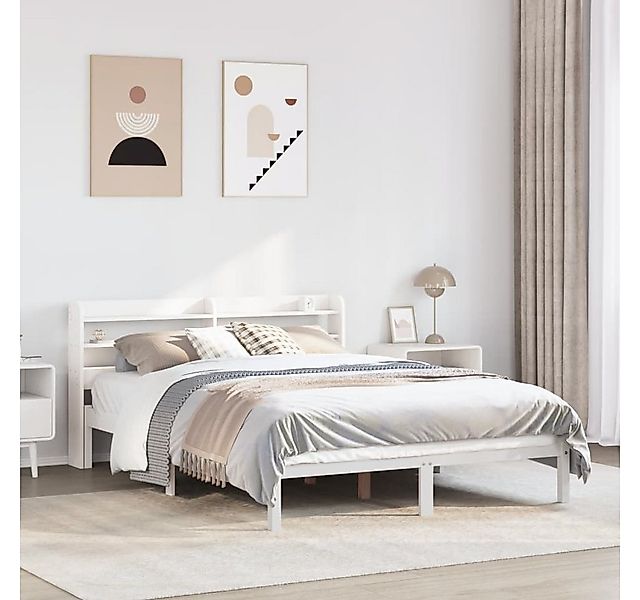 vidaXL Bett, Massivholzbett ohne Matratze Weiß 120x200 cm Kiefernholz günstig online kaufen
