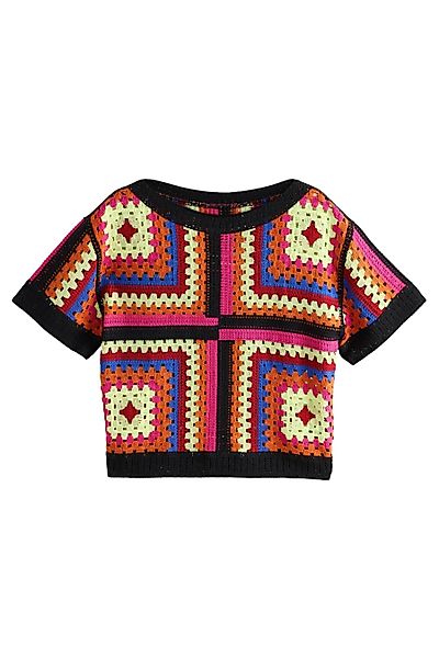 Next Kurzarmpullover T-Shirt mit gehäkeltem Ausschnitt günstig online kaufen