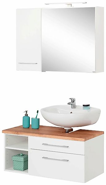 welltime Badmöbel-Set "Davos" 3 Stk. tlg. mit LED-Beleuchtung, Hängeschrank günstig online kaufen