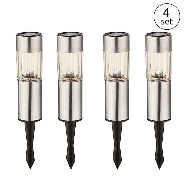 Globo Solarleuchte Edelstahl 4er-Set Warmweiß günstig online kaufen