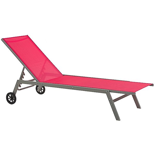 Beliani Gartenliege Rot Schwarz 198x64x96 günstig online kaufen