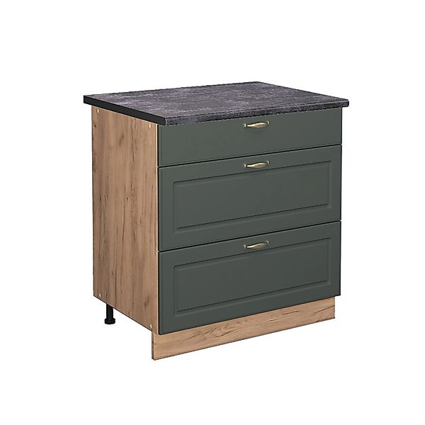 Vicco Küchenunterschrank Fame-Line Grün-Gold Landhaus/Goldkraft Eiche 80 cm günstig online kaufen