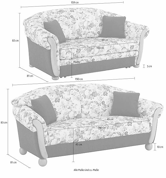 Home affaire Polstergarnitur "Milano, bequem durch Federkern, Landhaus Stil günstig online kaufen