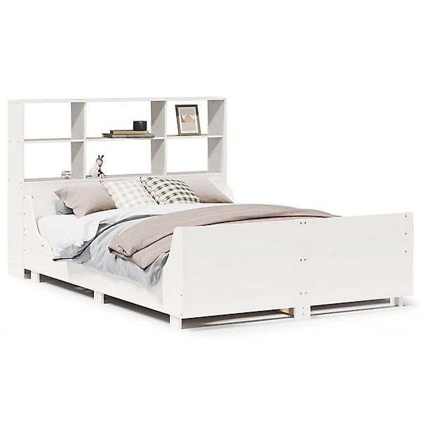 vidaXL Massivholzbett mit Regal ohne Matratze Weiß 120x190 cm 3323825 günstig online kaufen