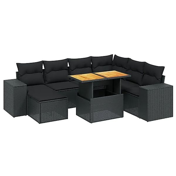 vidaXL 8-Tlg Garten-Sofagarnitur mit Kissen Schwarz Poly Rattan 3275939 günstig online kaufen