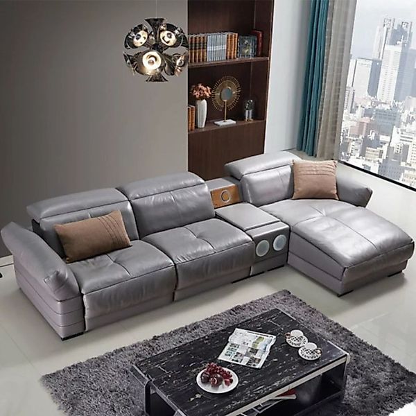 JVmoebel Ecksofa, Luxus Ecksofa Leder Couch Polster Garnitur Soundsystem Mu günstig online kaufen