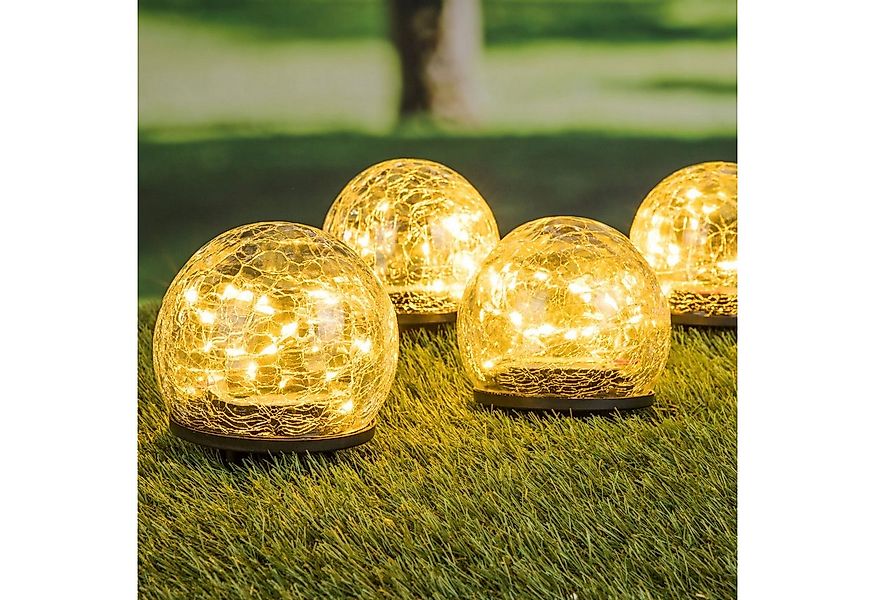 Spetebo LED Gartenleuchte LED Solar Kugel Leuchten - 4er Set, 2, LED fest i günstig online kaufen