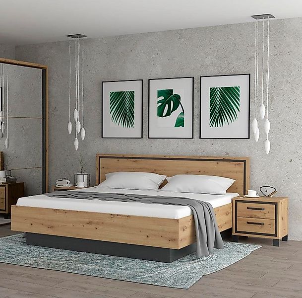 FORTE Bettgestell "Trondheim, Belastbarkeit 250KG, Loft-Stil", melaminbesch günstig online kaufen