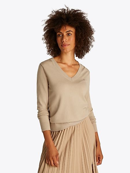 Tommy Hilfiger V-Ausschnitt-Pullover "CO JERSEY STITCH V-NK SWEATER mit V-A günstig online kaufen
