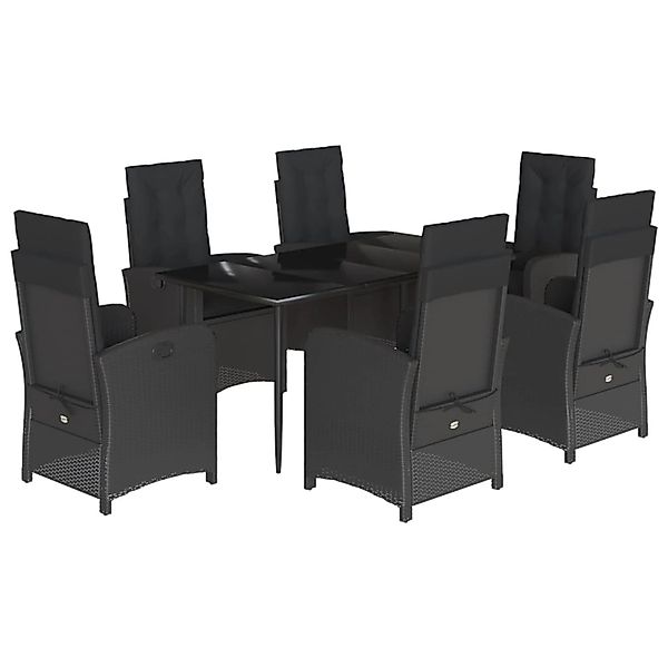 vidaXL 7-Tlg Garten-Essgruppe mit Kissen Schwarz Poly Rattan 3212316 günstig online kaufen